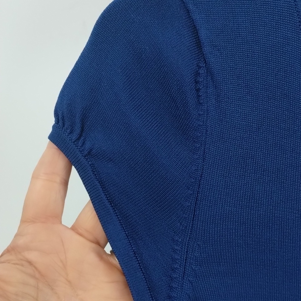 Ann Taylor royal blue stretch top size XS fitted cap short sleeve Factory - Picture 6 of 9